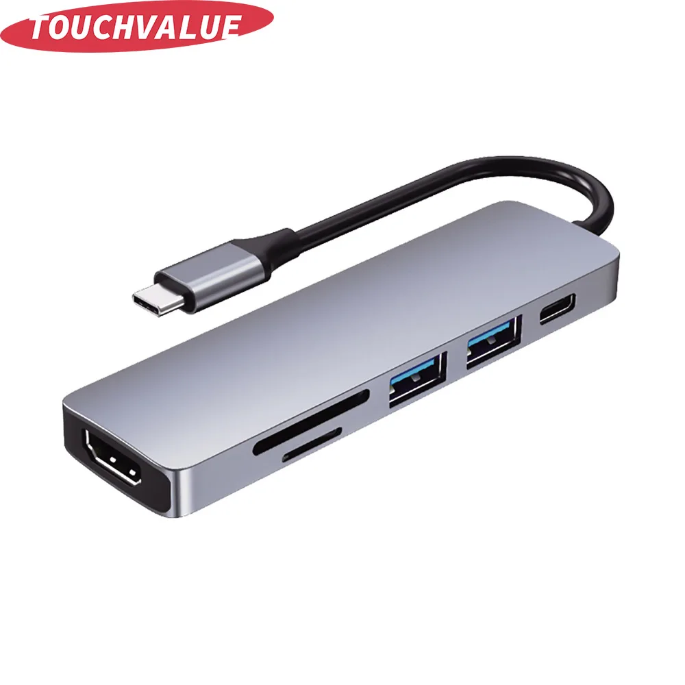 Док-станция 6 в 1 USB Type-C TF SD-карта 4K HDMI 3 0 PD адаптер USB-C к HDTV Plug and Play | Компьютеры и офис