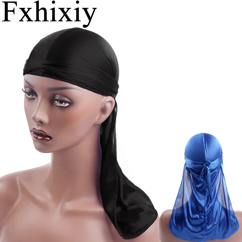 

New Men's Silky Satin Durags Doo Rag Bandanas Turban Hat Wigs Durag Biker Wave Headband Pirate Hat Hair Accessories