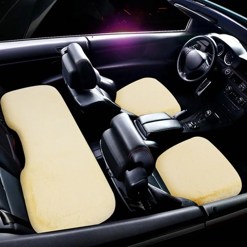 

Sheepskin Car Seat Pad Universal Fuzzy Pure Wool Car Seat Cover Protector Cushion Soft Warm For Winter