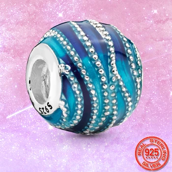 

2020 New Hot 925 Sterling Silver Blue Wave Charm Beads Fit Original Pandora Bracelet Silver S925 Jewelry Gift wholesale