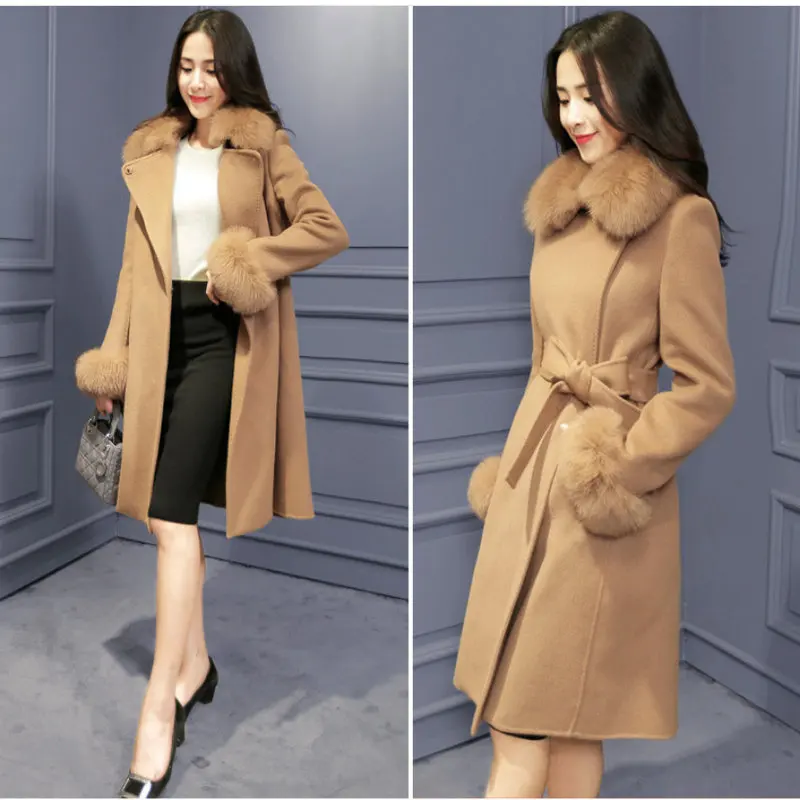 

2020 hot style new Warm coat solid woman winter Woollen overcoat XF794