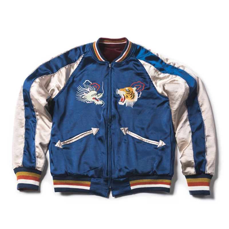 

NON STOCK Japan Sukajan Souvenir Reversible Bomber Jacket Embroidered