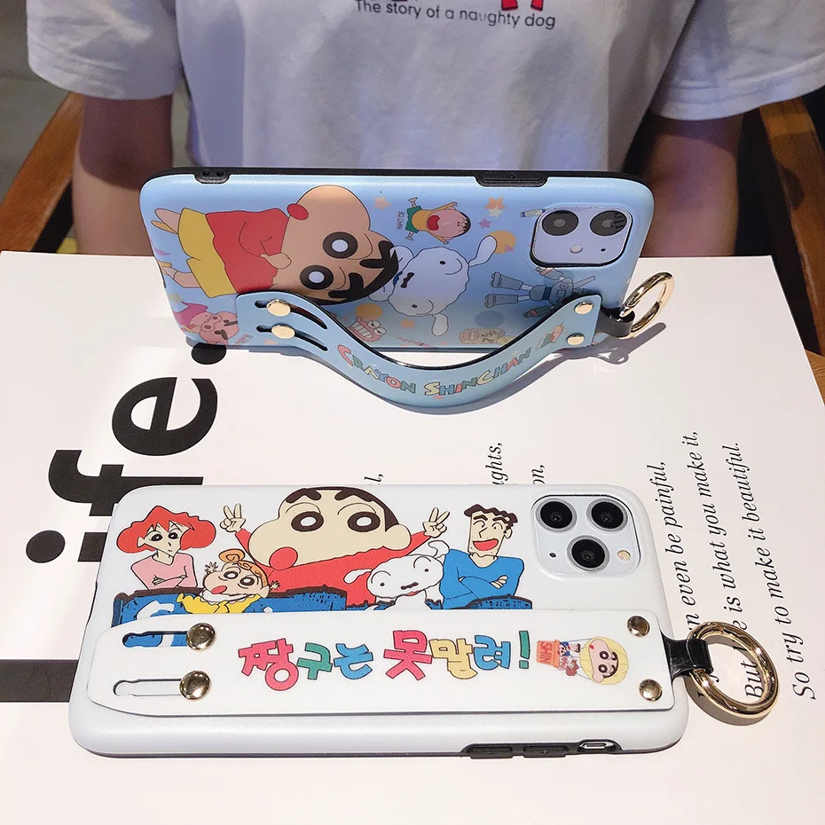 Чехол с рисунком Crayon Shin Chan для iPhone 11 Pro XR XS Max X 7 8 6 6S Plus 11Pro милый чехол-подставка для телефона с аниме-браслетом
