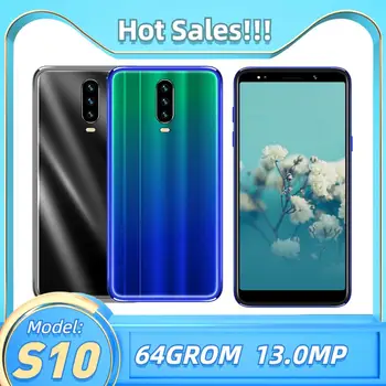 

S10 Cell Mobile Phones 5.5inch 18:9 Screen 5MP+13MP Smartphones 4GRAM+64GROM Quad core Android Celulars Face ID Unlocked Phone