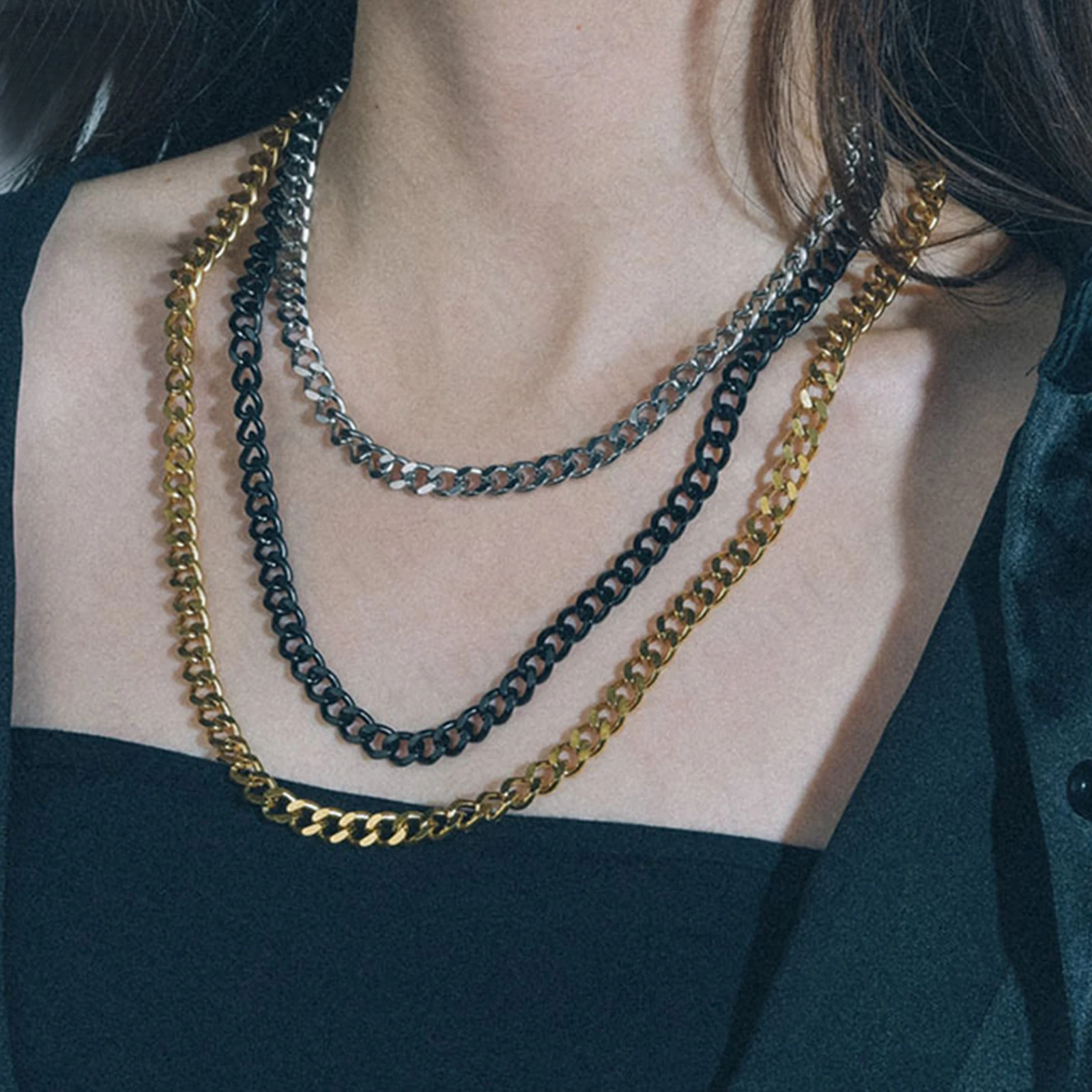 Punk 3 TO 7 MM Chains Necklace Stainless Steel Neck Chains Choker