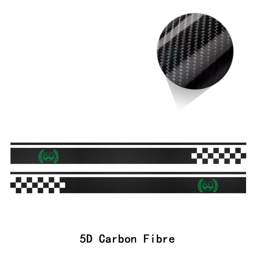 2 шт., наклейка на 60-летие, наклейка на дверь автомобиля, боковые полосы, наклейка для MINI Cooper Countryman R60 2010- JCW One, аксессуары - Название цвета: 5D carbon vinyl