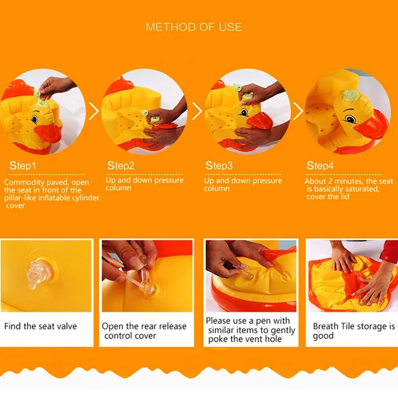 Baby Chair Seat Inflatable Chair PVC Kids Sofa Yellow Duck Portable Sofa Multifunctional Bathroom Baby Sofa Chair (12)