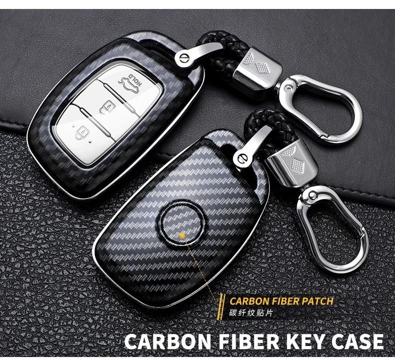 Carbon Fiber Car Smart Key Cover Case For Hyundai iX20 i30 i40 ix35 ix25 Tucson Verna Sonata Protect Button Shell Accessories - H2e310301af3540bd91e25f3bdf668252l