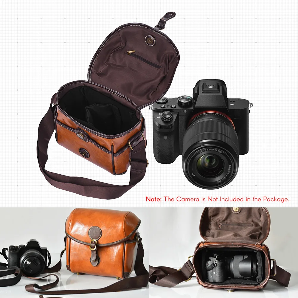Винтажная сумка из искусственной кожи для DSLR камеры сумка на плечо для sony A6500 A7R A9 A7 II A7R-M3 A6000 A6300 Nex-5N 5R 5T сумка для камеры