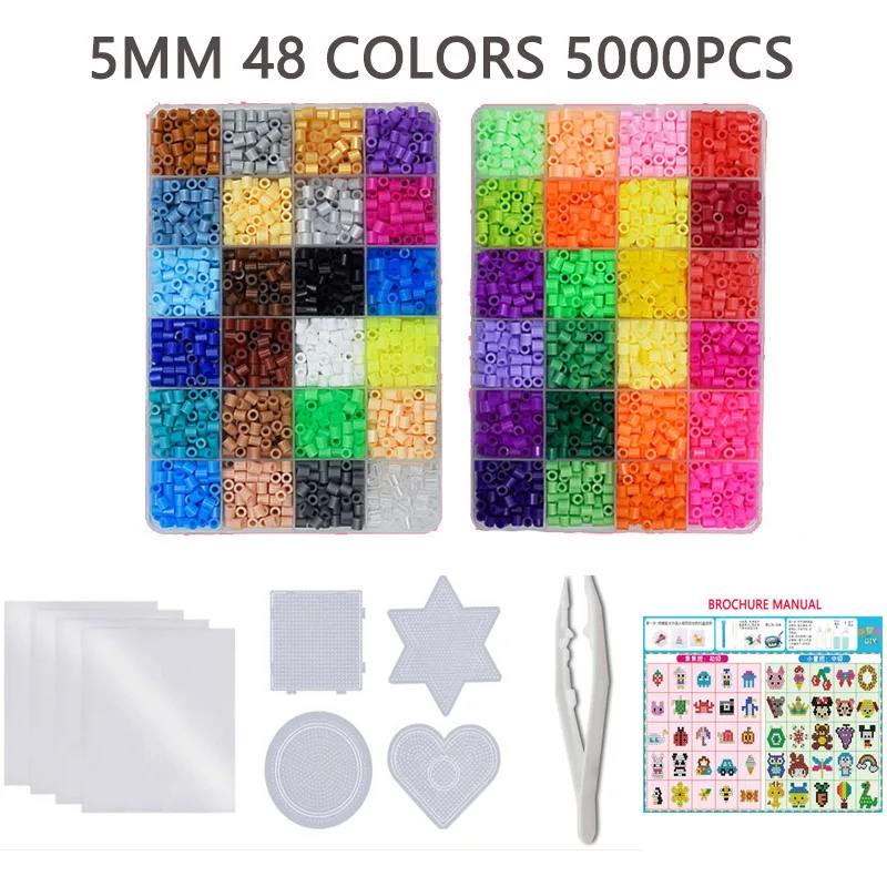 5mm Hama beads 15 24 48color/set perler beads Iron Paper ironing beads Diy  puzzles pegboard Handmade toys for girls 4