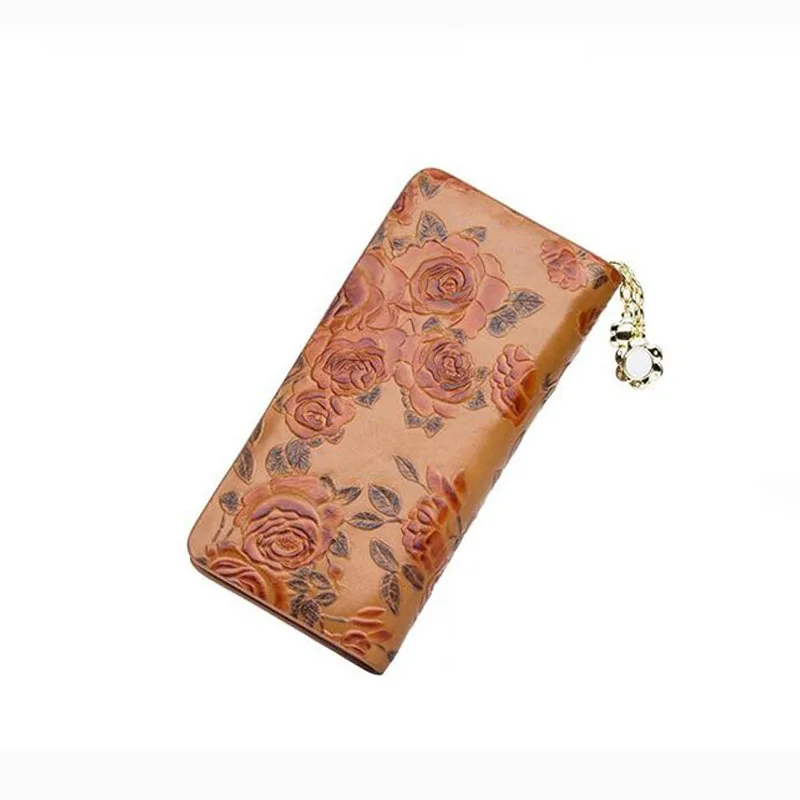 New women genuine leather bag brand fashion quality Real cowhide Wallets zipper wallet women clutch bag