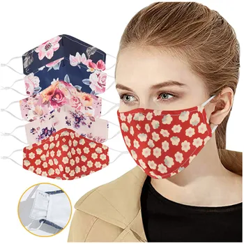 

30# Adult Woman Floral Adjustable Washable Safet Protect Washable Face Mask Designer Face Masks Fashion Multiple Protection