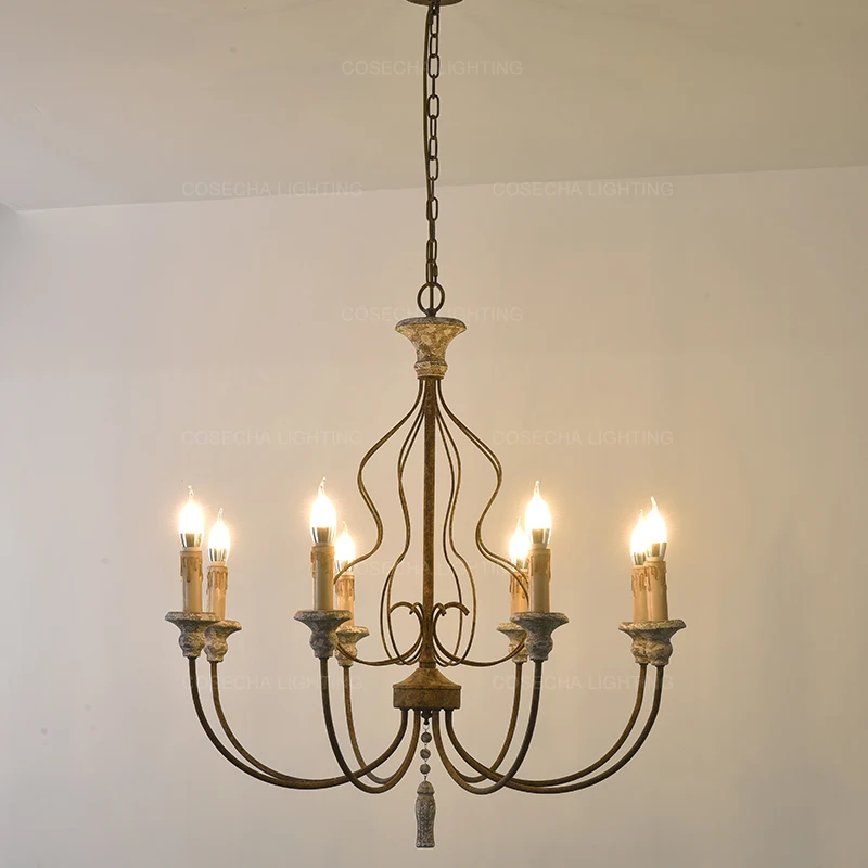 Ретро деревенская люстра антикварный светильник для спальни подвесной из дерева