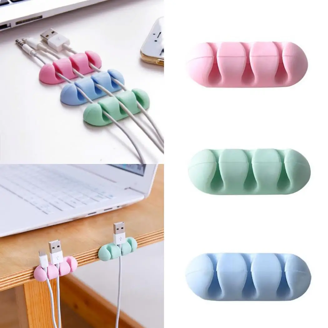Прочный самоприлипающий Настольный кабель Winder Cord Organizer синий/зеленый/розовый кабель для передачи данных, защита для наушников