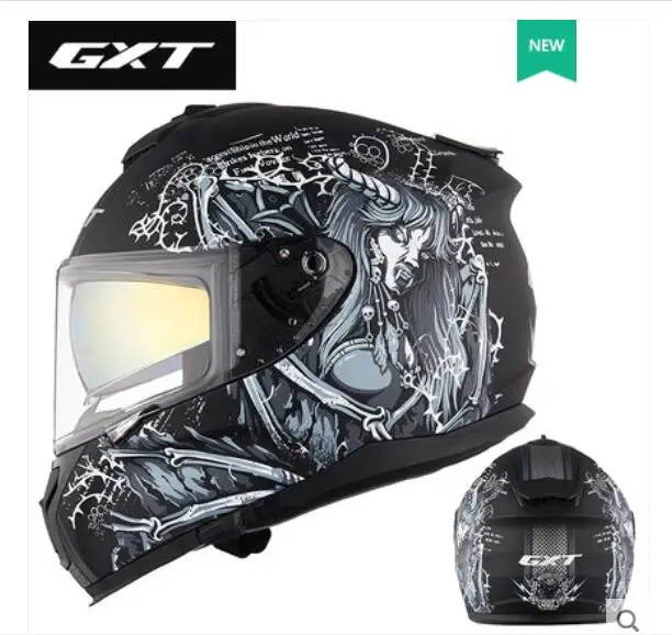 Рыцарский защитный GXT двойной объектив мотоциклетный шлем полное лицо мотоциклетные шлемы из ABS с PC козырьком линзы - Цвет: Небесно-голубой