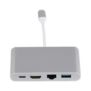 

4-in-1 USB Type C to HDMI 4K+Gigabit Ethernet (RJ45 Port)+USB 3.0 USB 3.0 TypeC Adapter Port Expander RJ45