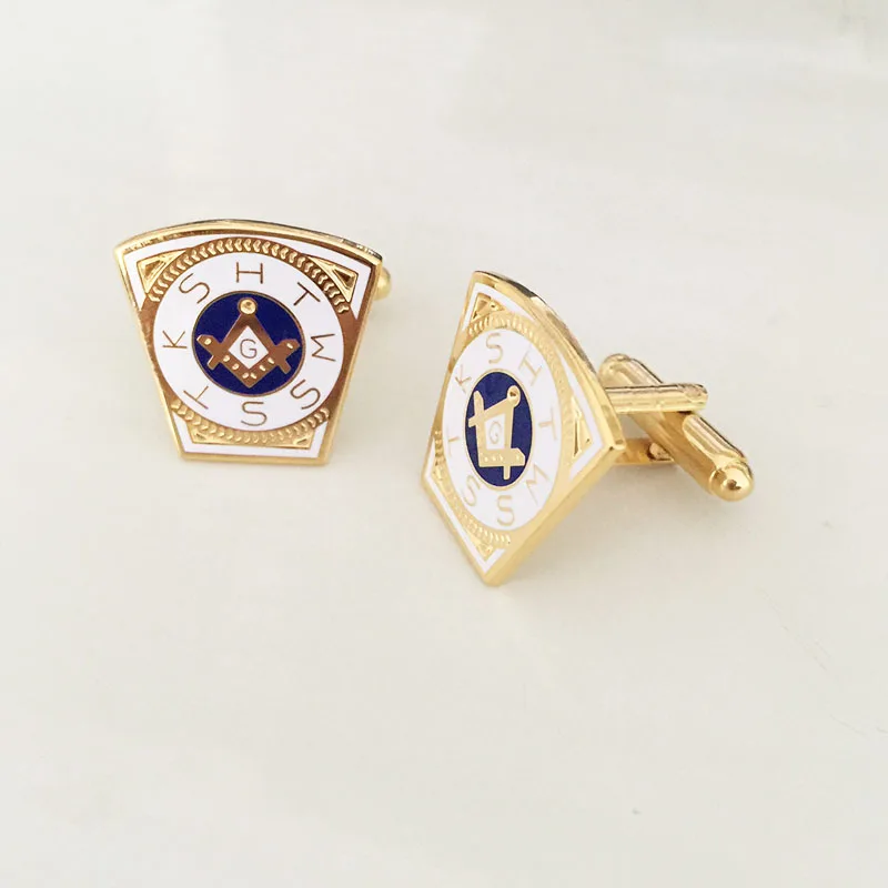 Elegant Masonic Black and White Checkered Rug Floor Cufflinks