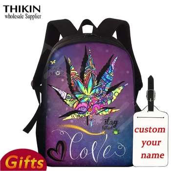 

THIKIN Love Color Leaves 3D Design Schoolbags Men Women Backpack Students Teenager Street Hip Hop Style Multifunctional Bookbag