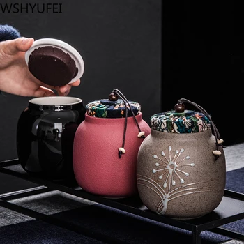 

Portable Ceramic jar tea caddy oolong tea storage tank travel Tea Boxes Powder Sealed Jar tea containers coffee canister