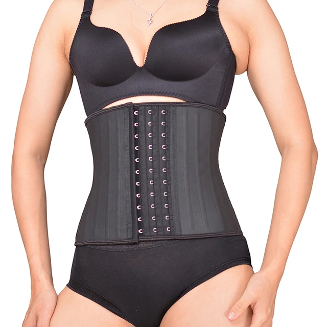 Fashion 25 Steel Bone Rubber Waist Trainer Cincher Corset Belly Slimming  Loss-110299 Blk 24cm