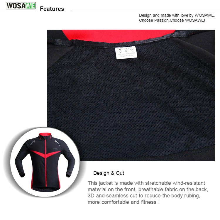 WOSAWE Теплая Флисовая Куртка для велоспорта, зимняя теплая куртка для мотокросса MTB, ветровка с длинным рукавом, мужская куртка для езды на велосипеде