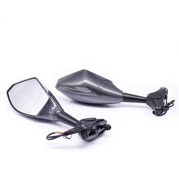 

Motorcycle Rearview Mirrors LED Turn Signal Integrated Mirror for Honda CBR600RR for Yamaha R1 R6 for Suzuki GSXR600 Carbon Look