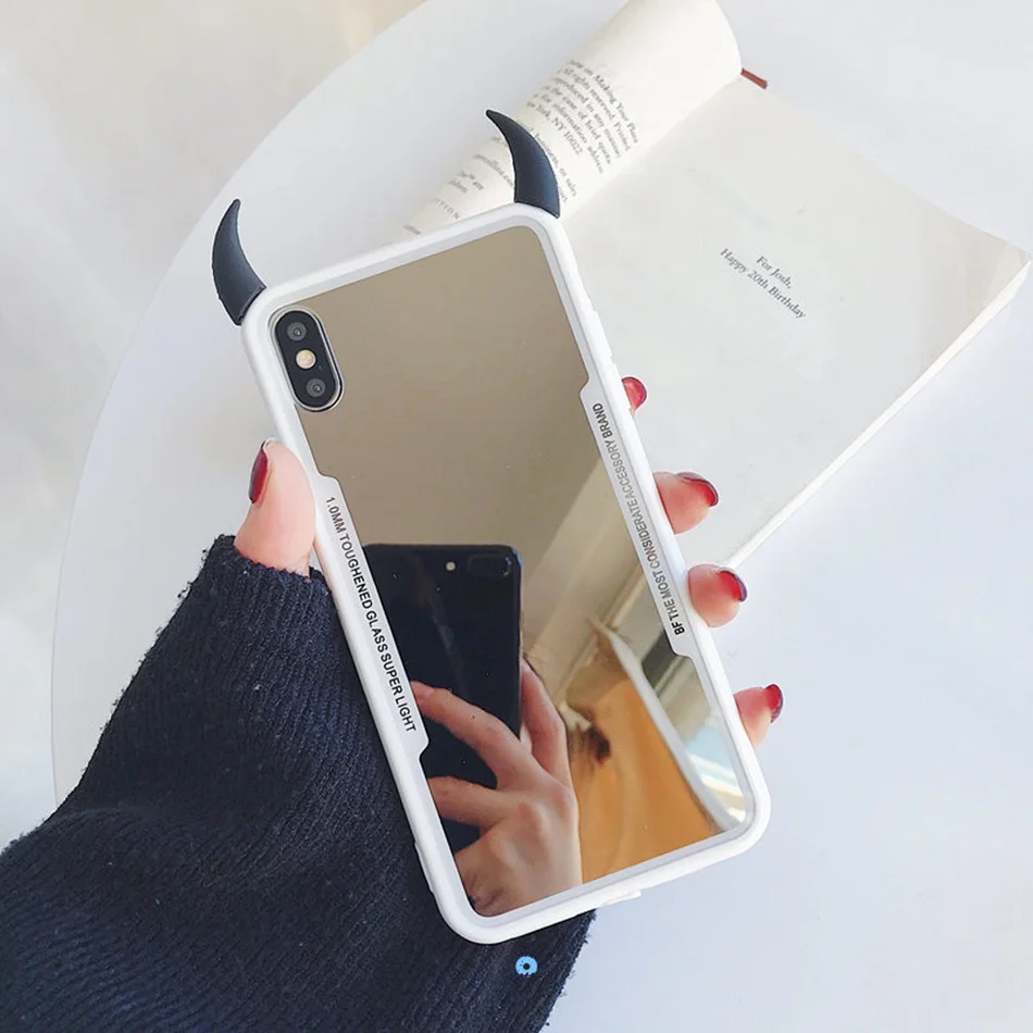 B1 Чехол для iPhone 11 Pro Max, чехол для iPhone XR XS Max, милый 3D чехол с рогом дьявола для iPhone 7, 6s, 8 Plus, зеркальный карамельный чехол для телефона - Цвет: B1