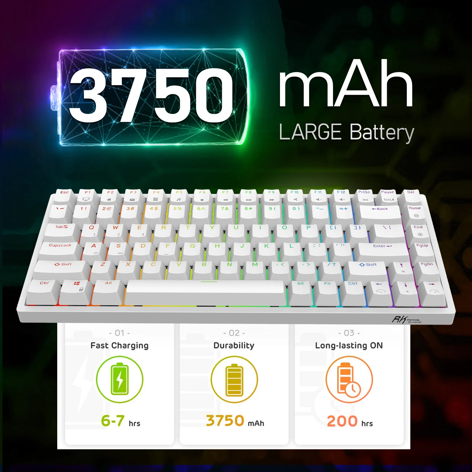 keyboard on pc RK ROYAL KLUDGE RK84 80% RGB Triple Mode BT5.0/2.4G/Wired Hot-Swappable Mechanical Keyboard, 84 Keys Wireless Bluetooth Gaming K white computer keyboard