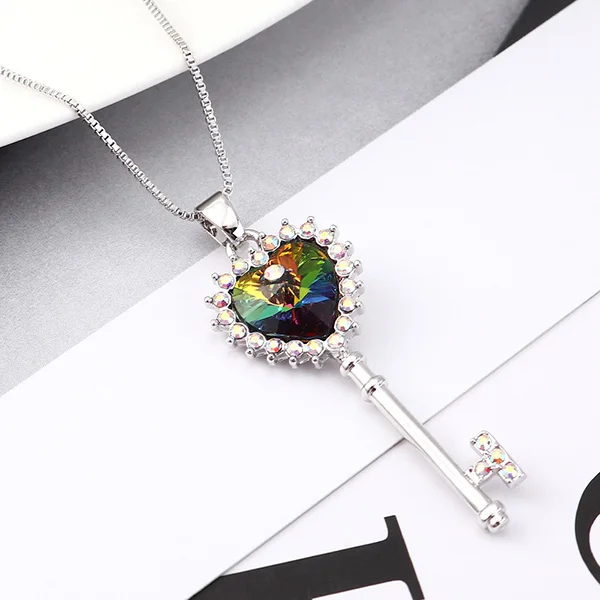 BAFFIN ключ в форме сердечек кулон ожерелье украшено кристаллами от Swarovski романтические драгоценности Для свадебное кольцо для женщин - Окраска металла: Crystal VM