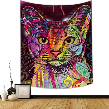 

Tapestry Wall Hanging Cat Dog Scenic Printed Background Cloth Colorful Rectangle Tapestry for Home Dorm Room Decor 95X73CM