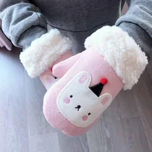 Детские зимние Бархатные вязаные варежки с рисунком оленя; Рождественские перчатки для маленьких мальчиков и девочек; Детские замшевые перчатки для улицы