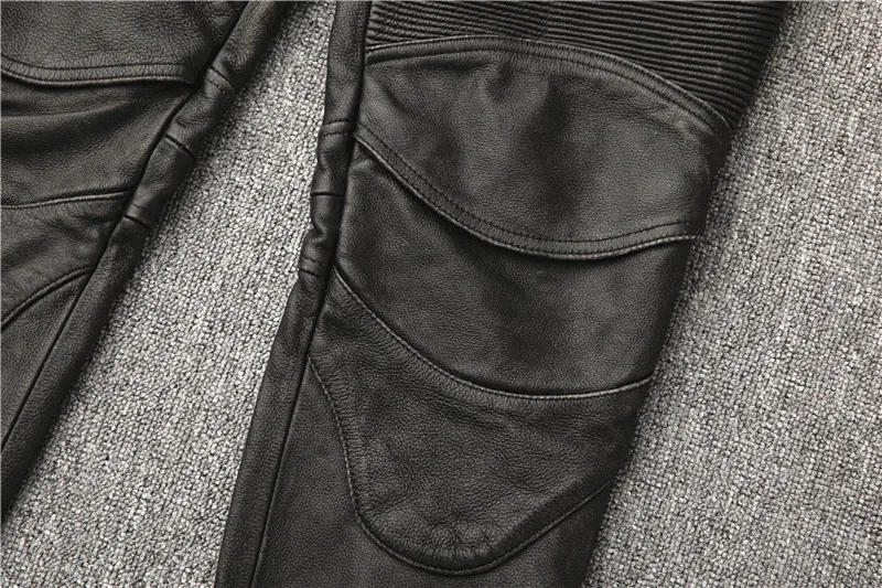 Men's Motorcycle R distress  vintage Leather Motorcycle Pants 7