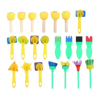 

22pcs/Set DIY Art Painting Sponge Brushes Early Educational Graffiti Painting Art Supplies Art Painted DIY Set Random Pattern