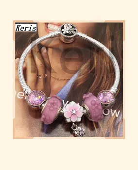 

High Quality Reproduction 1:1 100%925 Pure Silver New 2019 Powder Beads Lotus String Bracelet Free Of Charge