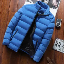 

New Thick Warm Parka Coat Men's Winter Casual Jacket Solid Collar Coat Windbreaker Cotton Quilted Down