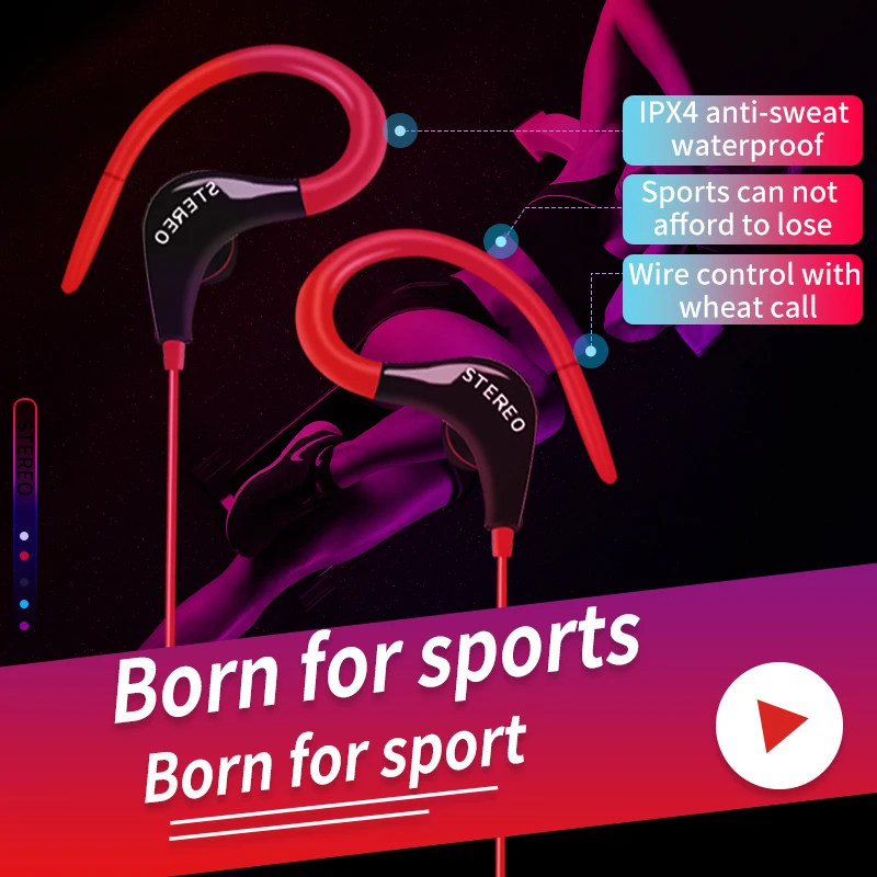 Спортивные наушники бас стерео HIFI музыкальные наушники с микрофоном Проводная гарнитура для мобильных телефонов Xiaomi IOS Android