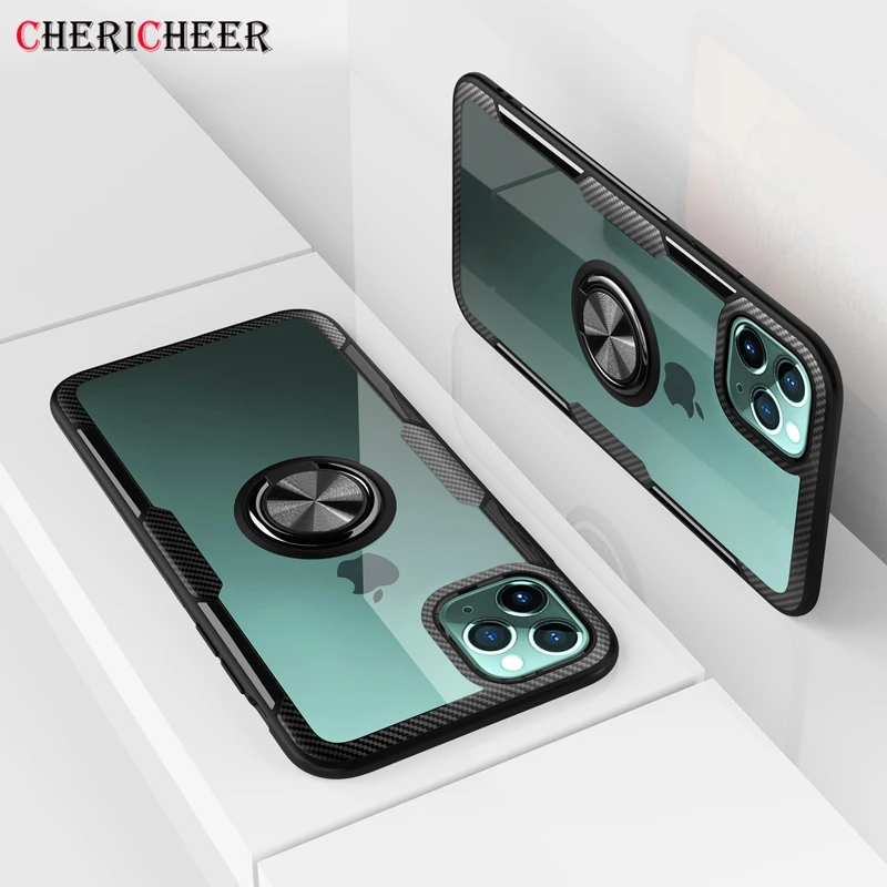 Кристальный акриловый чехол-кольцо для iPhone 11 Pro X XR XS Max магнитный автомобильный