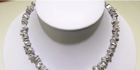 809 серое Красивое Жемчужное Ожерелье Кеши реборн 9x12mm17. 5 дюймов