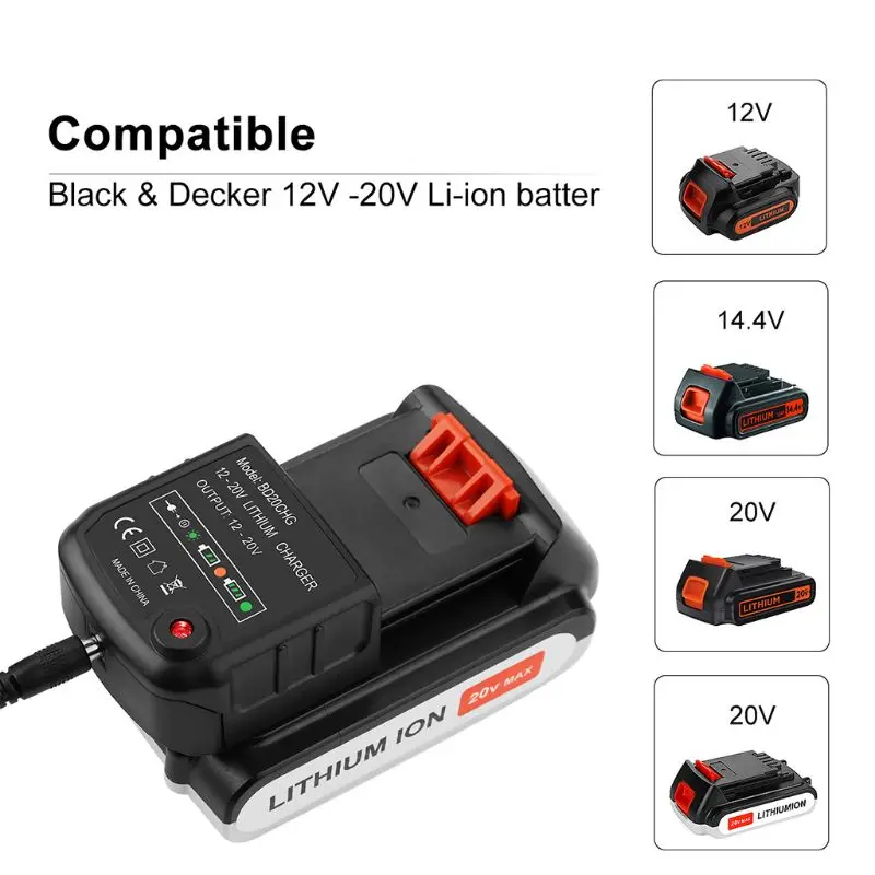 Литий-ионное зарядное устройство для Black and Decker 20V серии LBXR20 LBXR20-OPE LB20