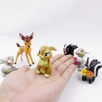 

7pcs/Set Cartoon Bambi Deer Figure Action Rabbit Figurine Squirrel Figures Disney anime Toys for Children Birthday Gifts 5~9CM