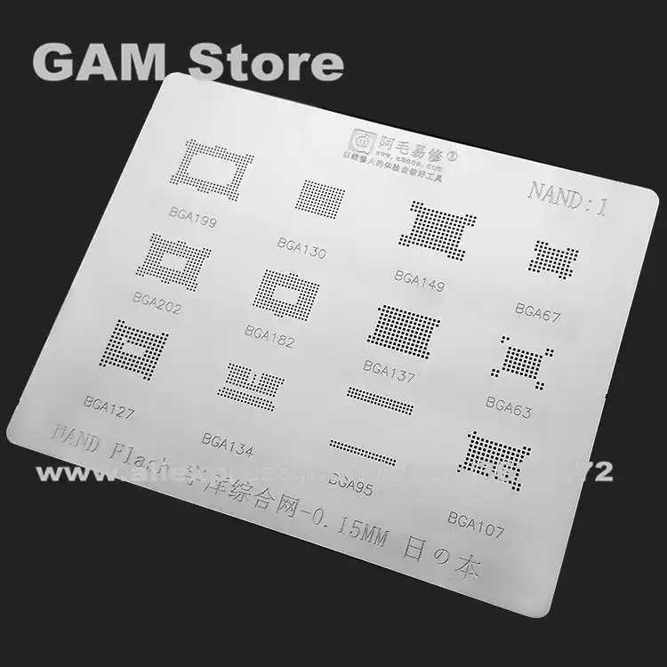 Nand Flash Memory Ic Emmc Harddisk Bga Stencil Bga199 130 149 67 202 182 137 63 127 134 95 107 Reballing Ic Pins Solder Tin Plant Net 0 15mm Thickness Direct Heating Template Anti Drum Up Nand 1 Nand1 Welding Fluxes Aliexpress