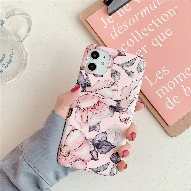 Мягкий чехол с цветочным рисунком для iPhone 11Pro Max XR XS X 7 8 6 6S Plus задняя крышка в стиле