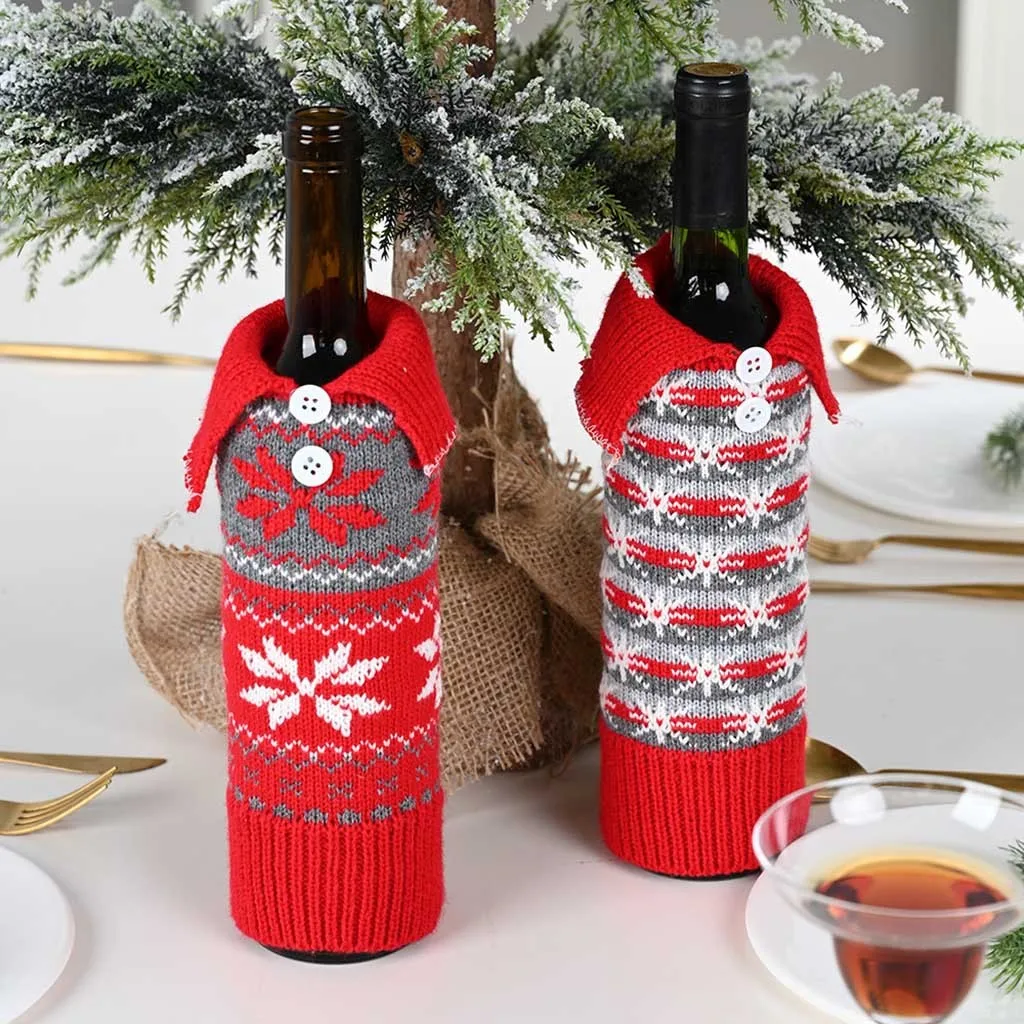 Merry Christmas Santa Wine Bottle Bag Cover Xmas Festival Party Table Decor Red Wine Bottle for New Year Xmas Dinner Party