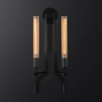

RH wrought iron glass retro Wall Lamps living room Bedroom bathroom mirror front wall light fixture aisle corridor wall sconces