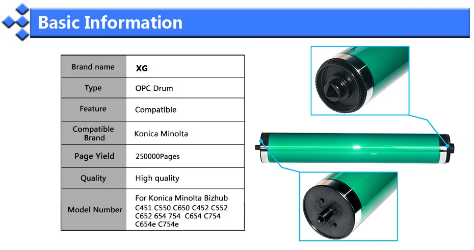 1 компл. C451 C452 OPC совместимый барабан покрытие Замена для Konica Minolta Bizhub C552 C550 C650 C652 C654 длительный срок службы фотобарабана