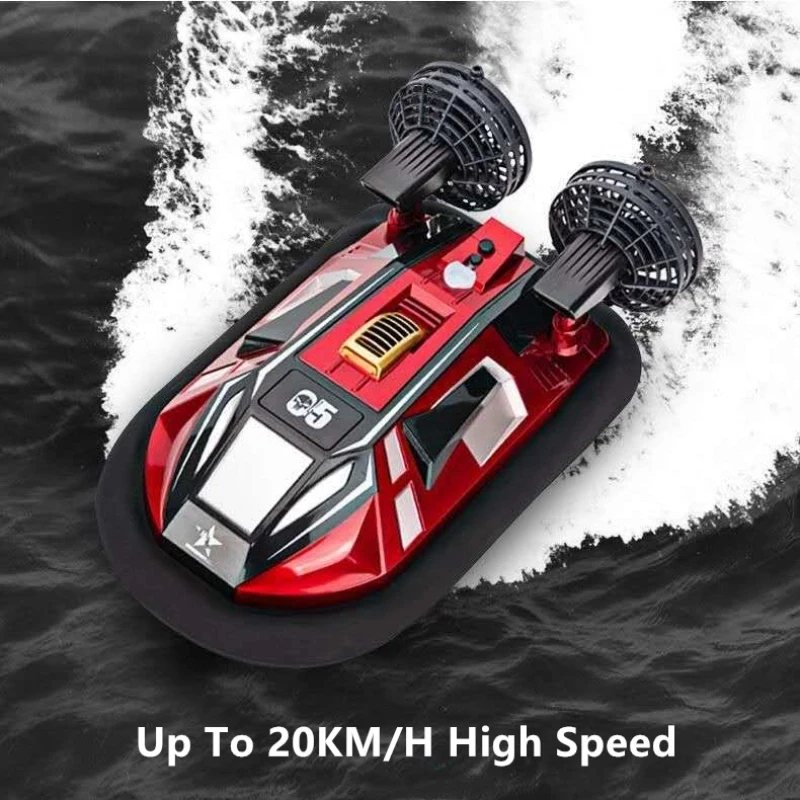 Amphibous Dual Motor RC Boat Toys 2.4G Over Distance Prompt Cooling Device Backward Function Wireless Remote Control Hovercraft 3