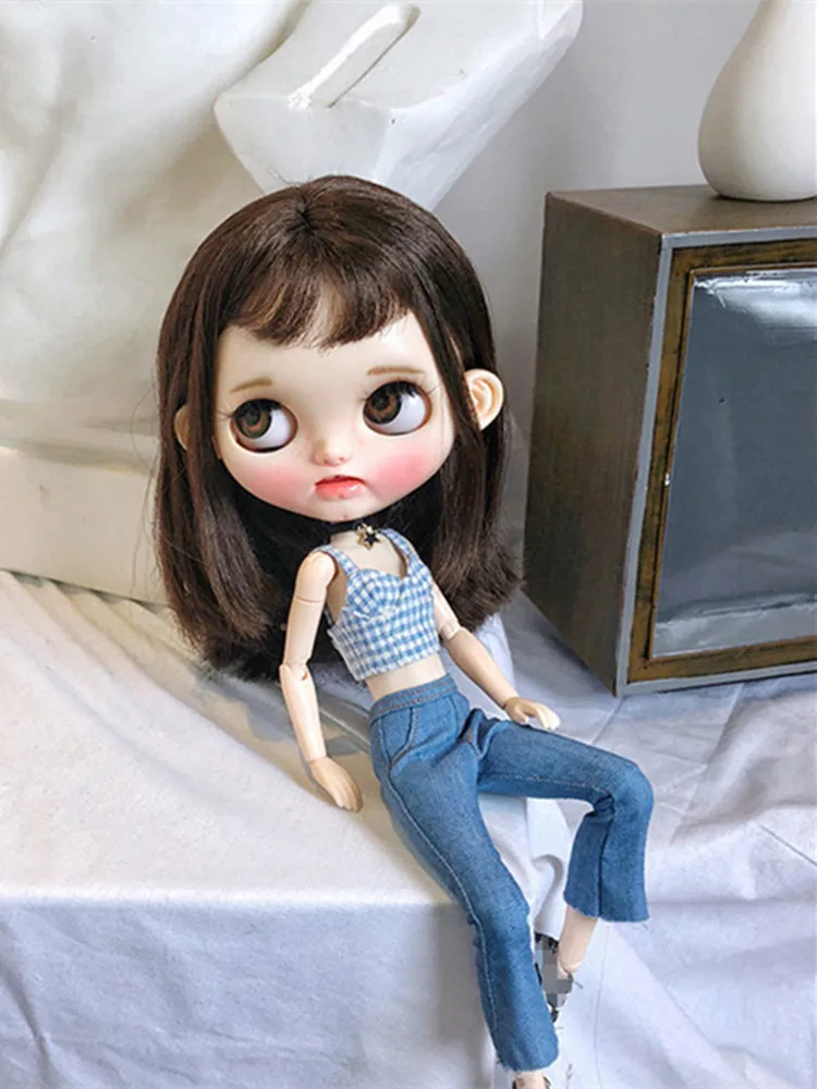 Новинка клетчатый жилет Blyth 1/6 модель джинсовые шорты для кукол (подходит Pullip BJD