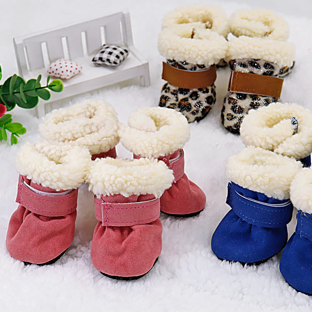 

4pcs Winter Dog Pet Shoes Anti-slip Snow Boots for Small Dogs Thick Cat Puppy Shoes Socks Pet Boots for Chihuahua Yorkshire