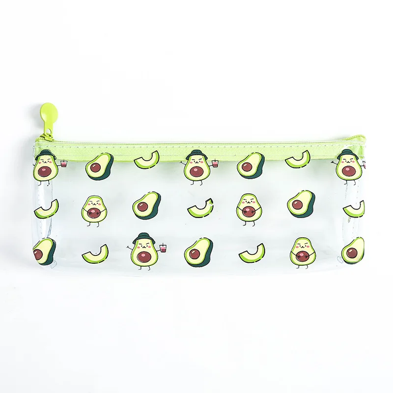 Kawaii авокадо пенал для девочек ПВХ прозрачная сумка для карандашей Канцелярия мешочек-органайзер сумка школьная поставка приза - Цвет: small Avocado