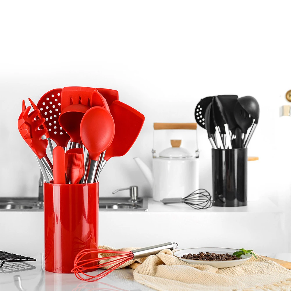 

Hot 14PCS Kitchen Silicone Non-stick Cooking Spoon Spatula Ladle Egg Beaters Utensils Dinnerware Set Cooking Tools Accessories